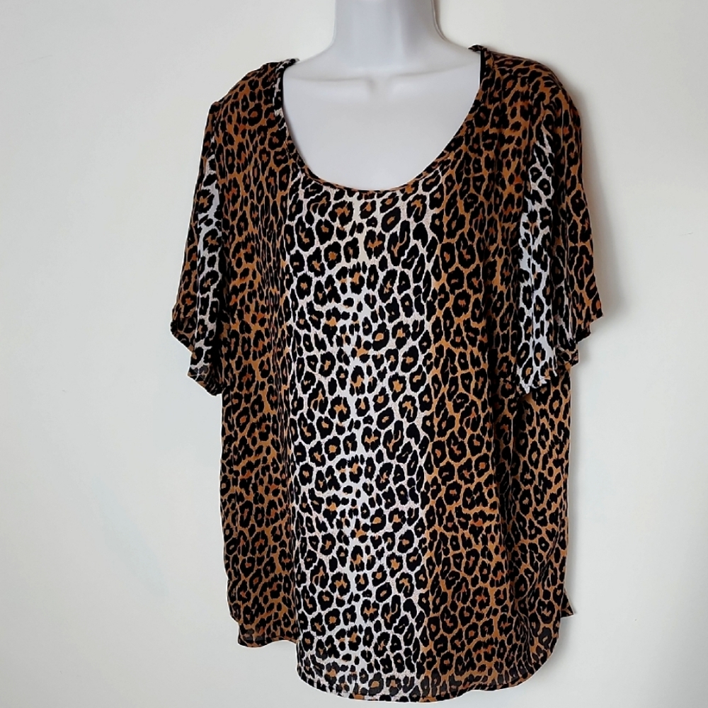 ♥️ani Print Women's Top 2X Short Sleeves Blouse,crew Neck Clasic Fit Tunic Top